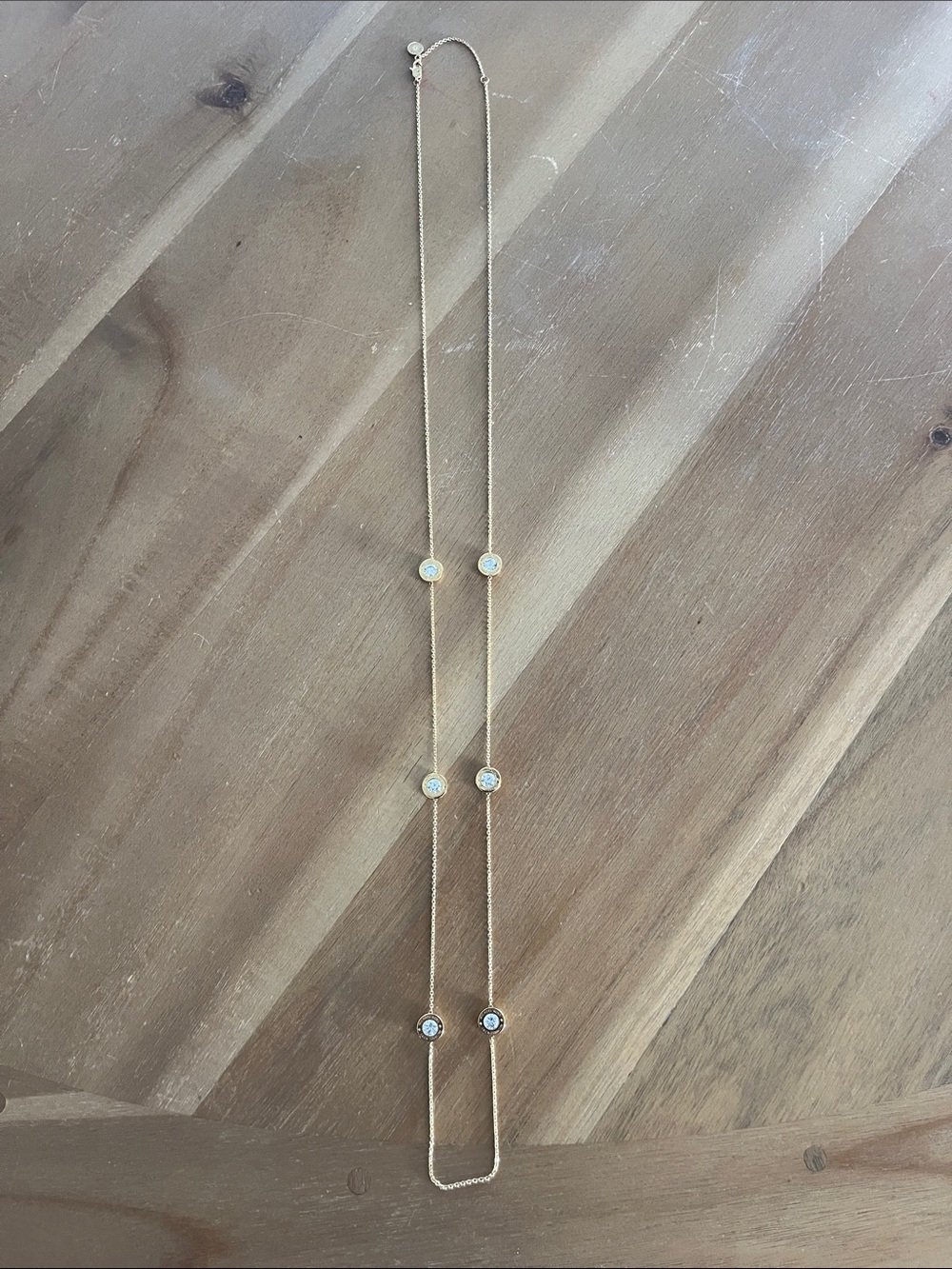 Michael Kors Gold finish Long Station Necklace with Round cubic zirconia Stones